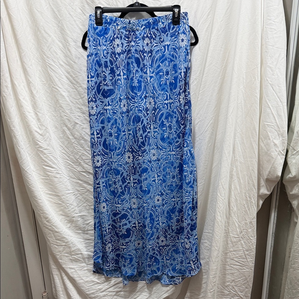 NY Collection Vibrant Blue and White Maxi Skirt